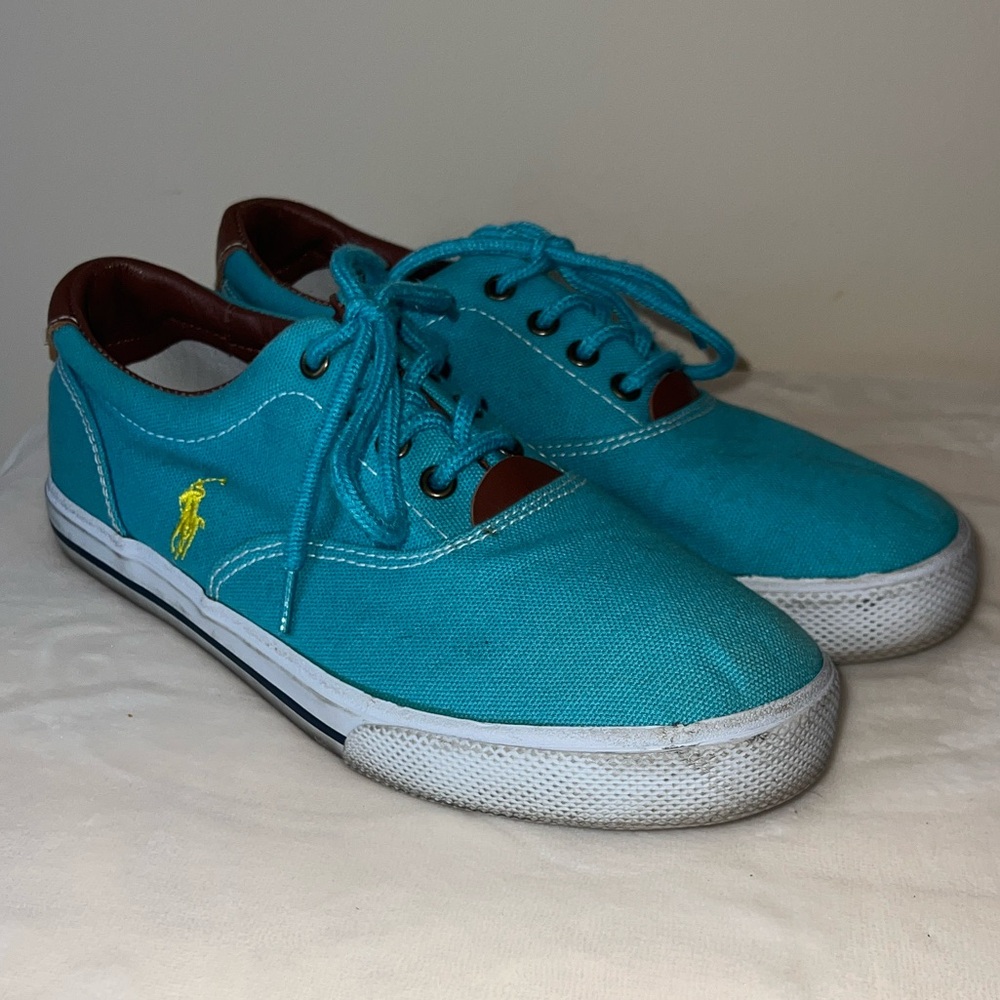 Y2K Polo Ralph Lauren Aqua Canvas Sneakers | Women’s Size 6 - Picture 11 of 12